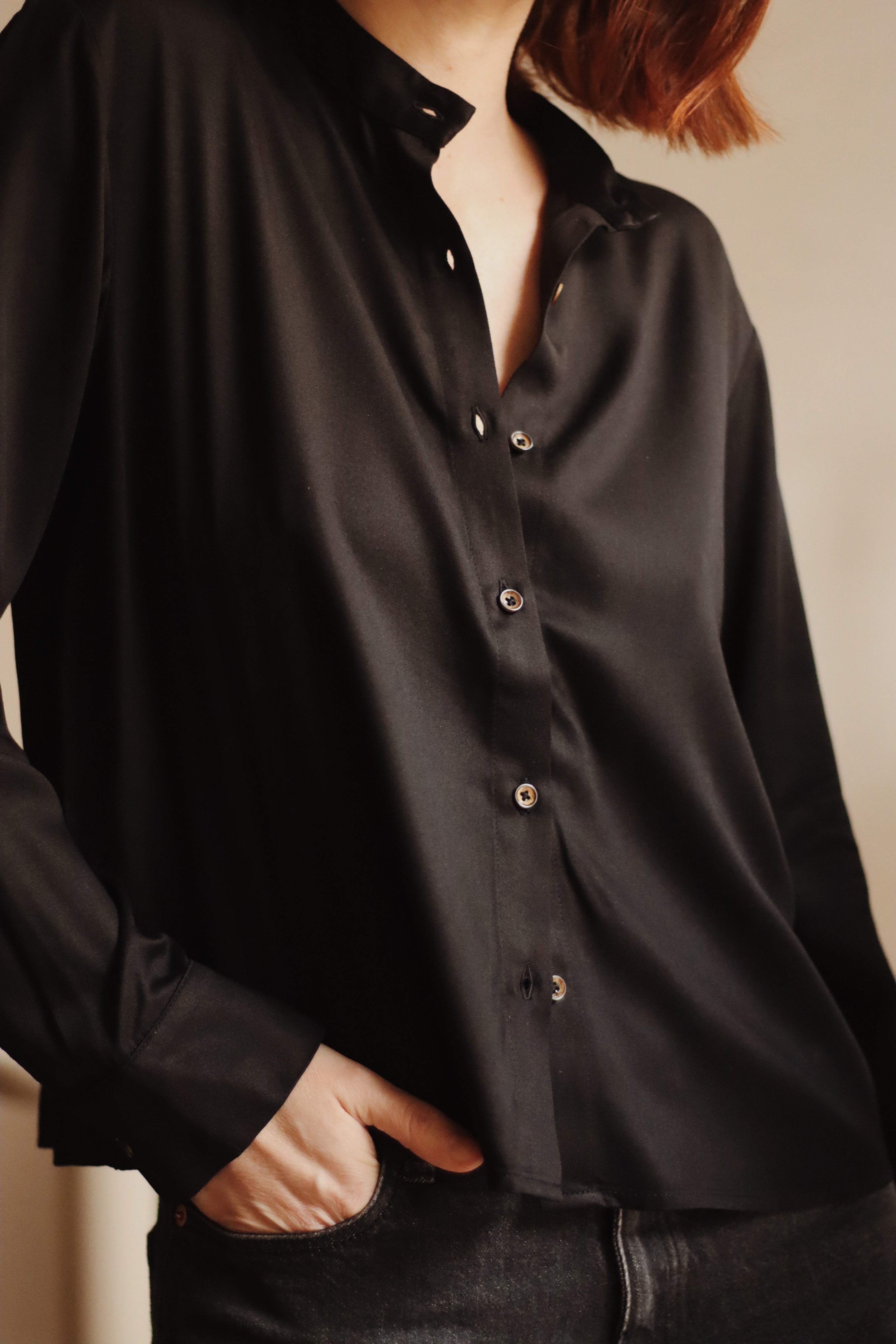 Open back shirt (dark brown and black)