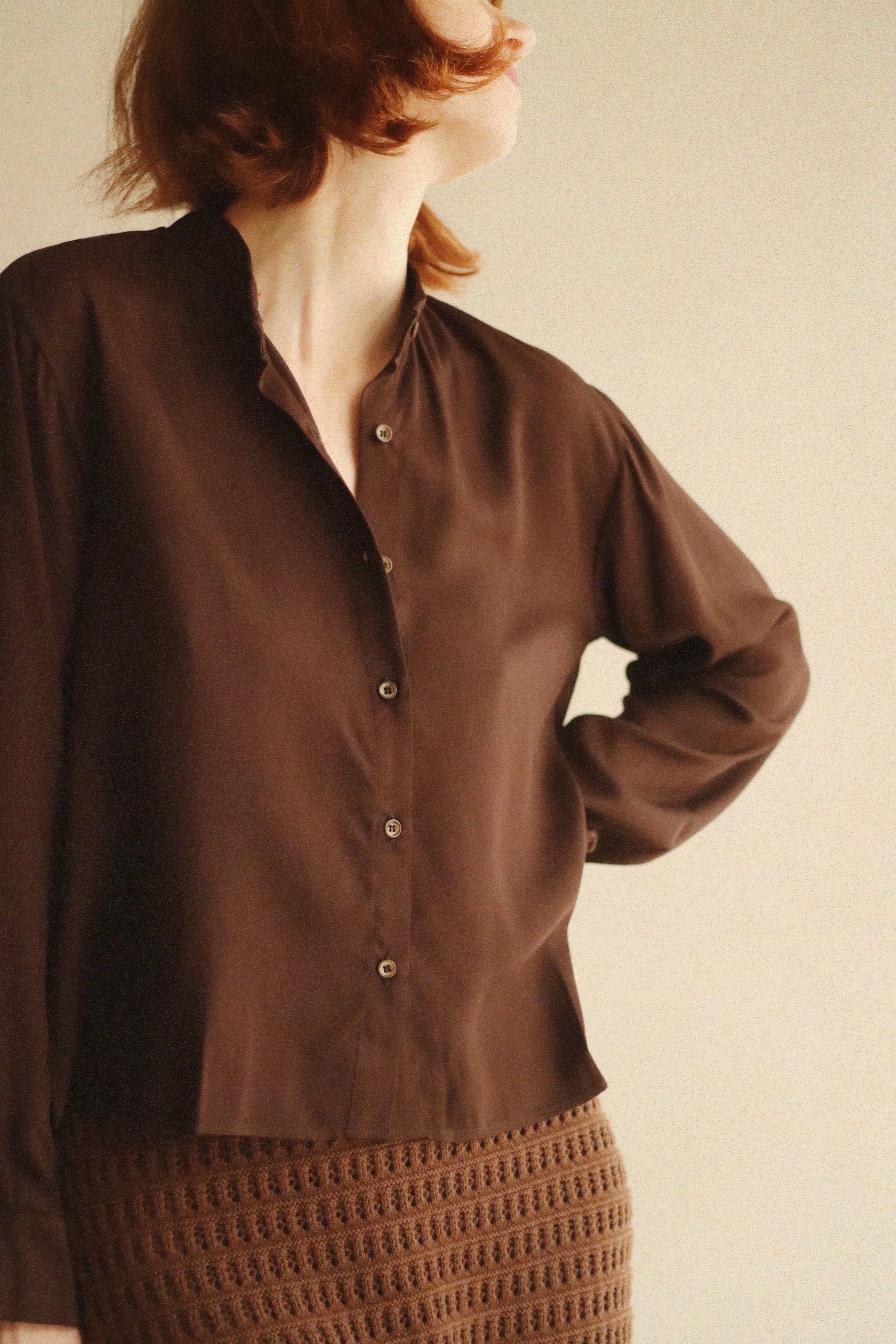 Open back shirt (dark brown and black)