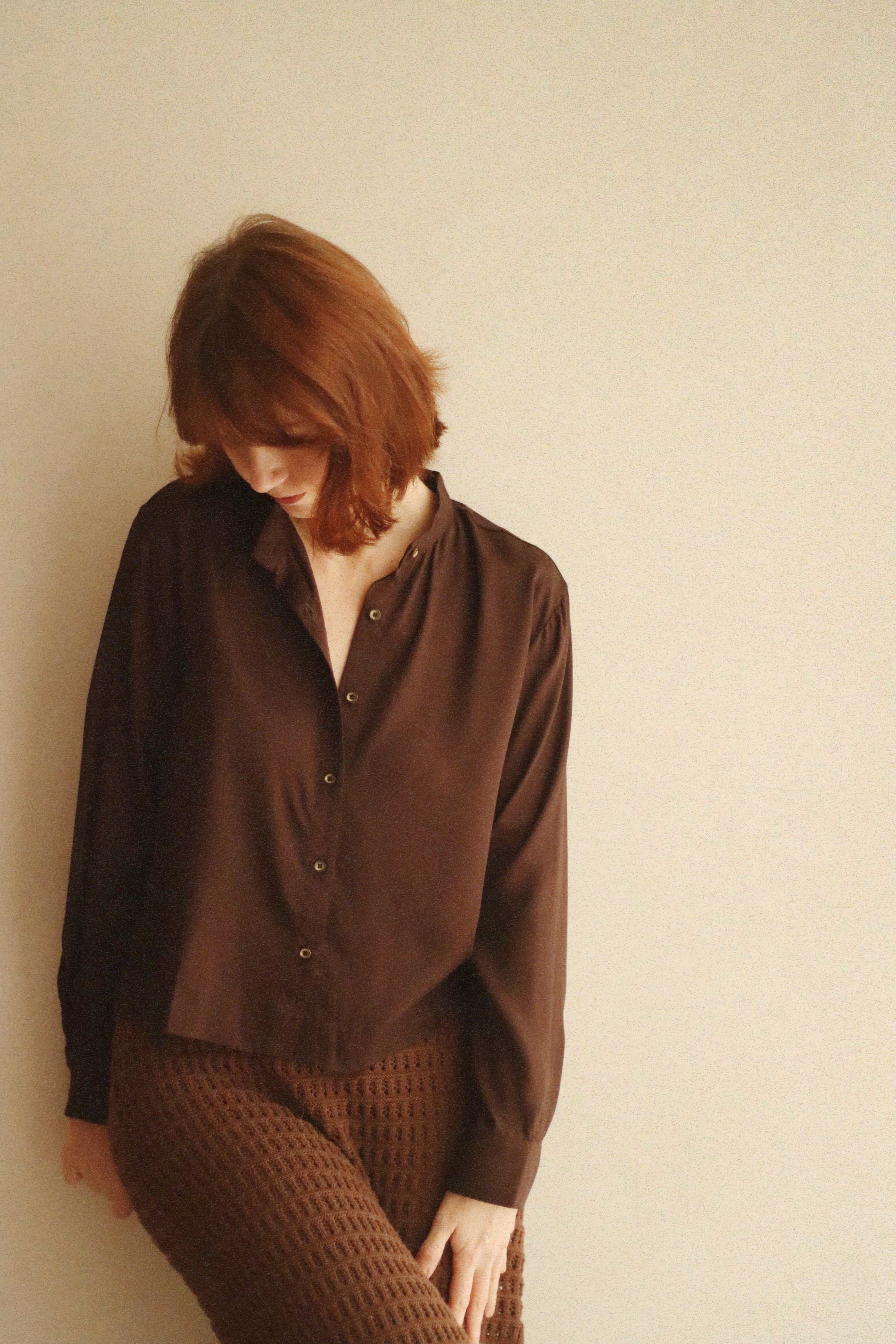 Open back shirt (dark brown and black)