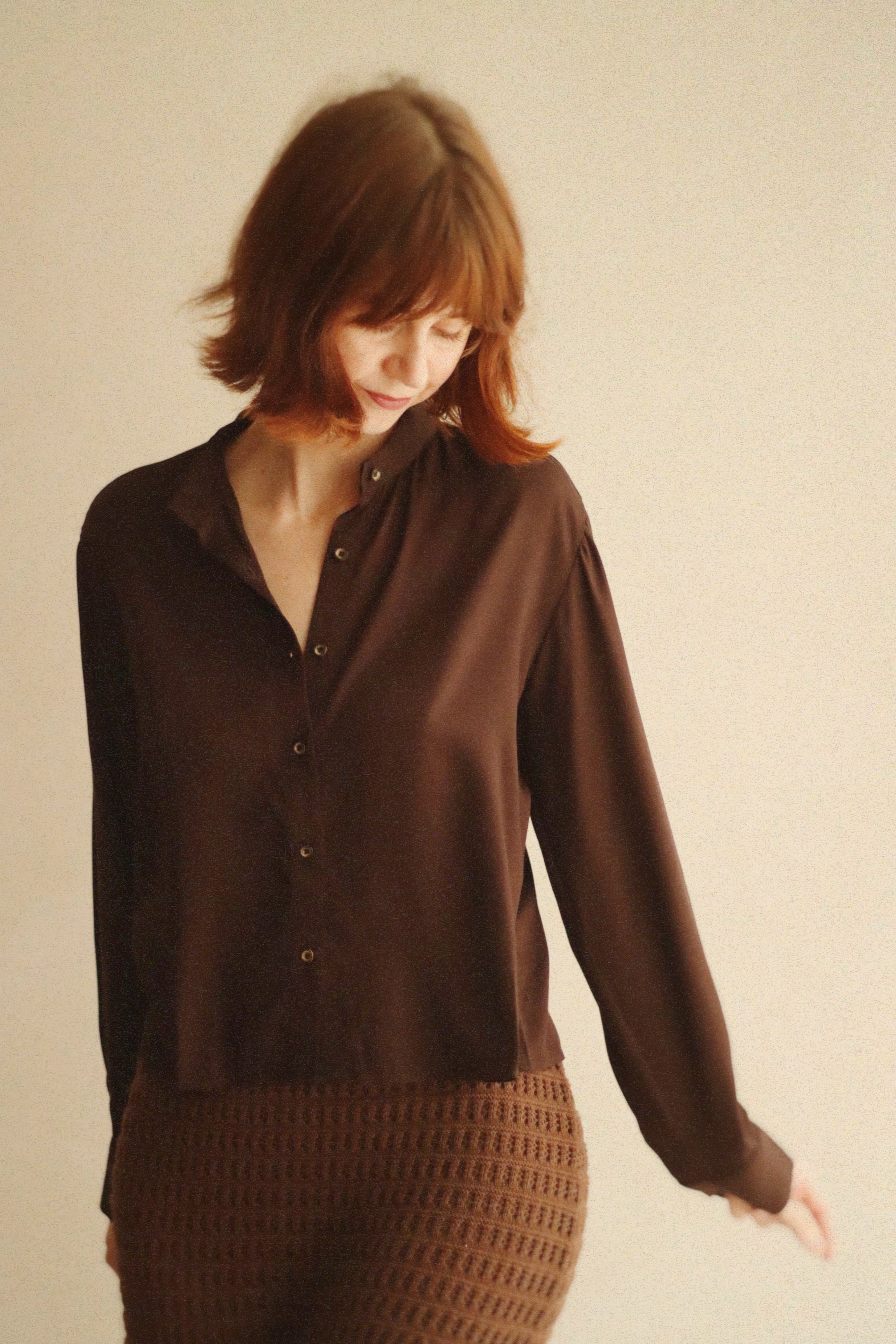 Open back shirt (dark brown and black)