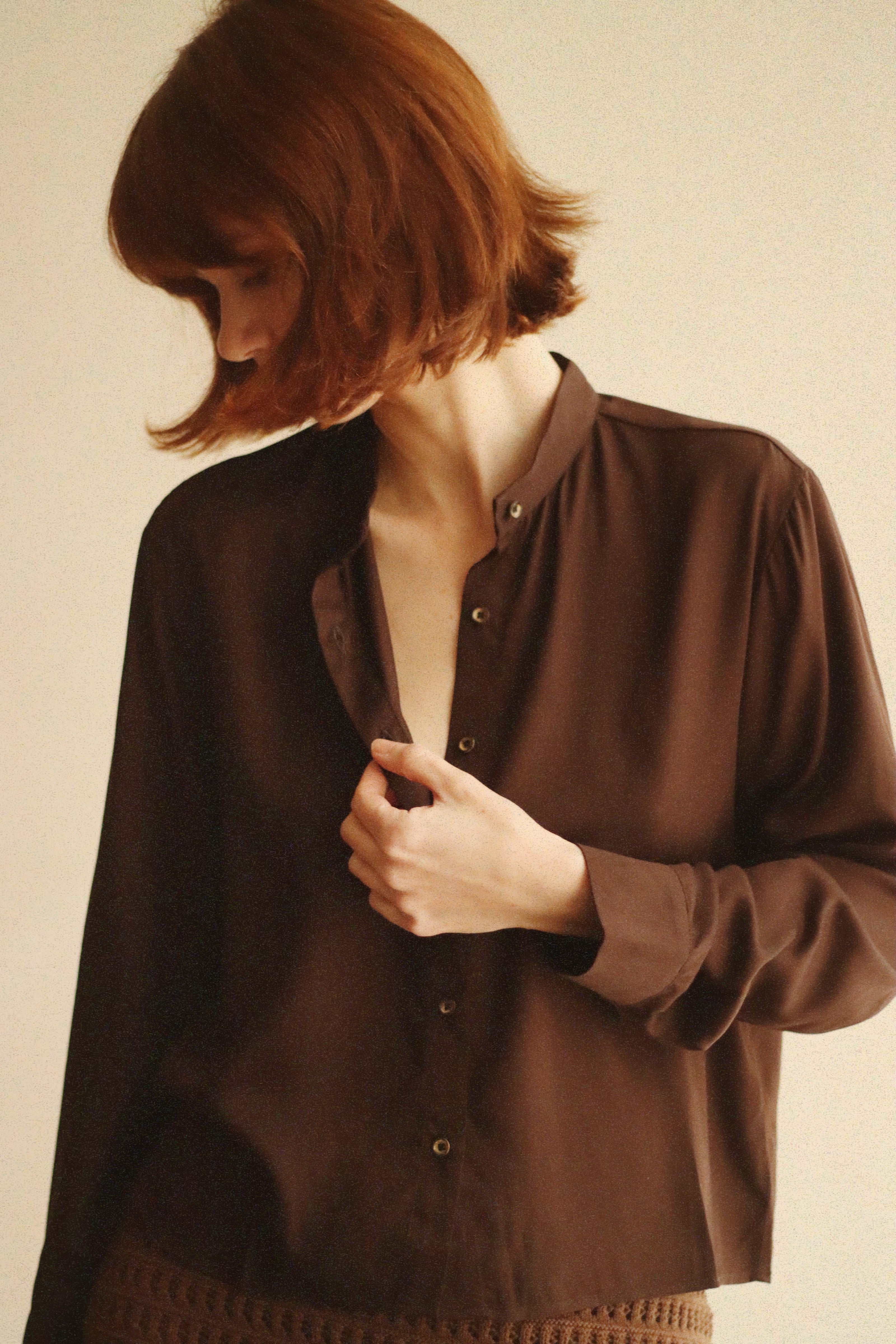 Open back shirt (dark brown and black)