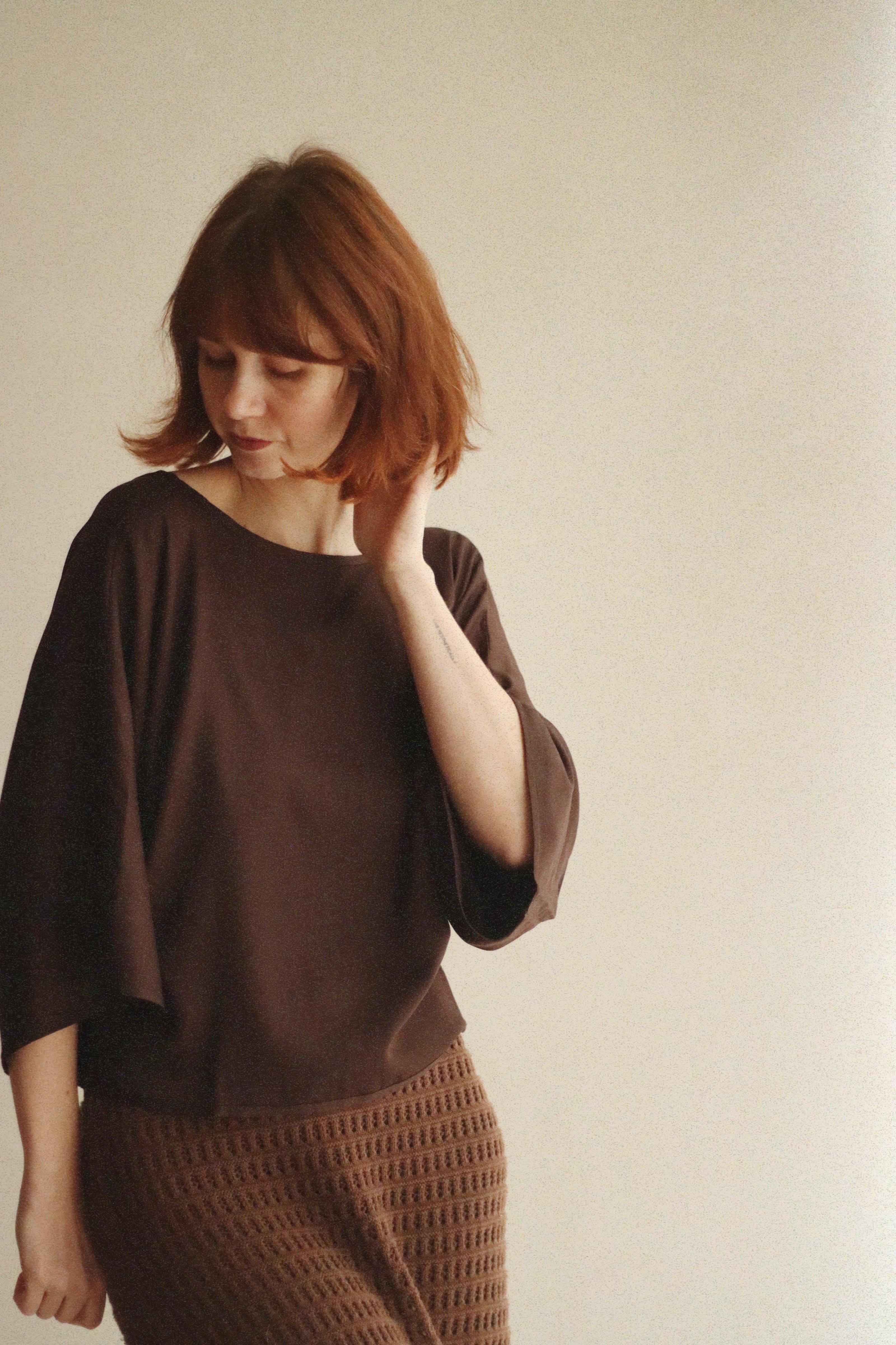 Wrap blouse open back