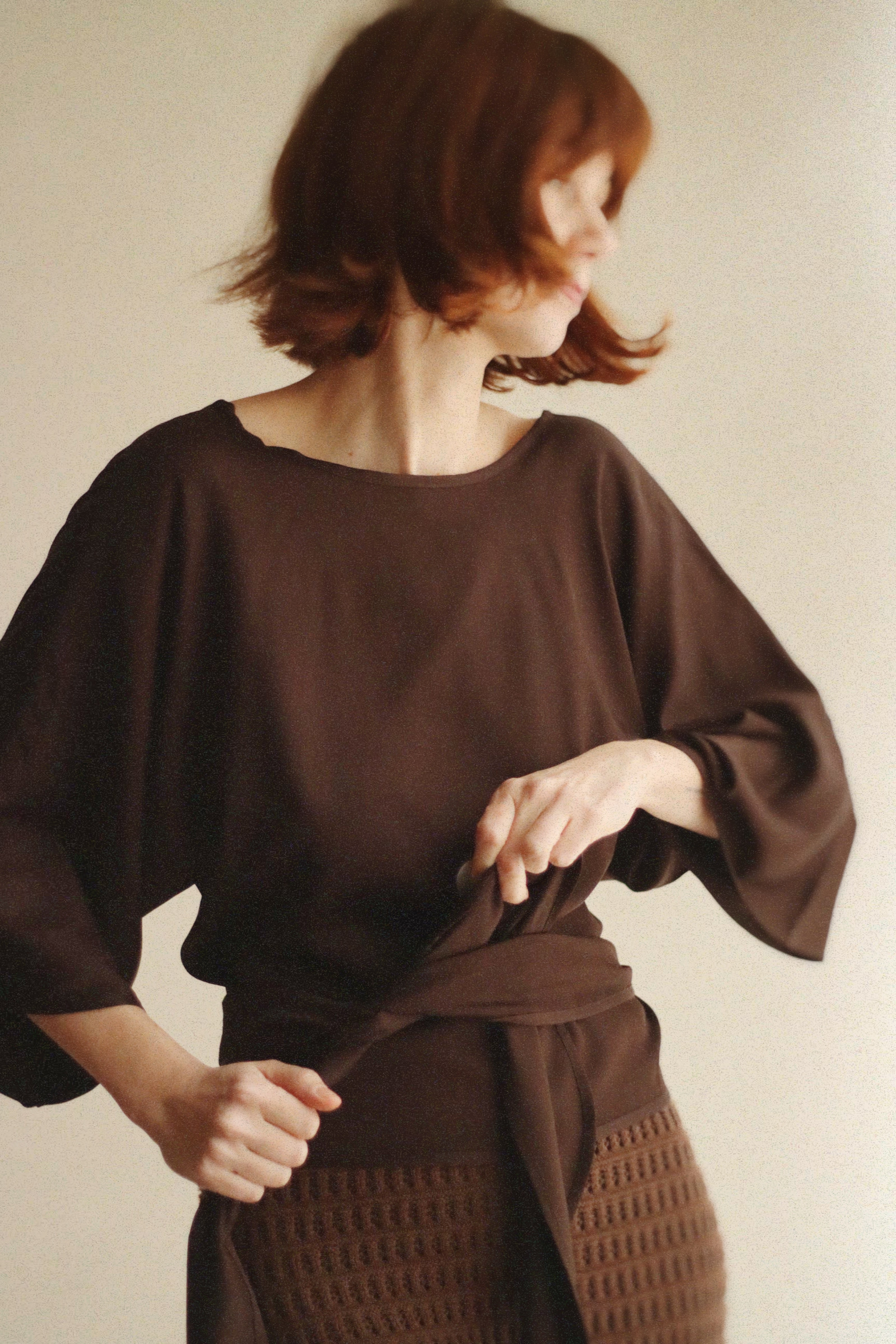 Wrap blouse open back