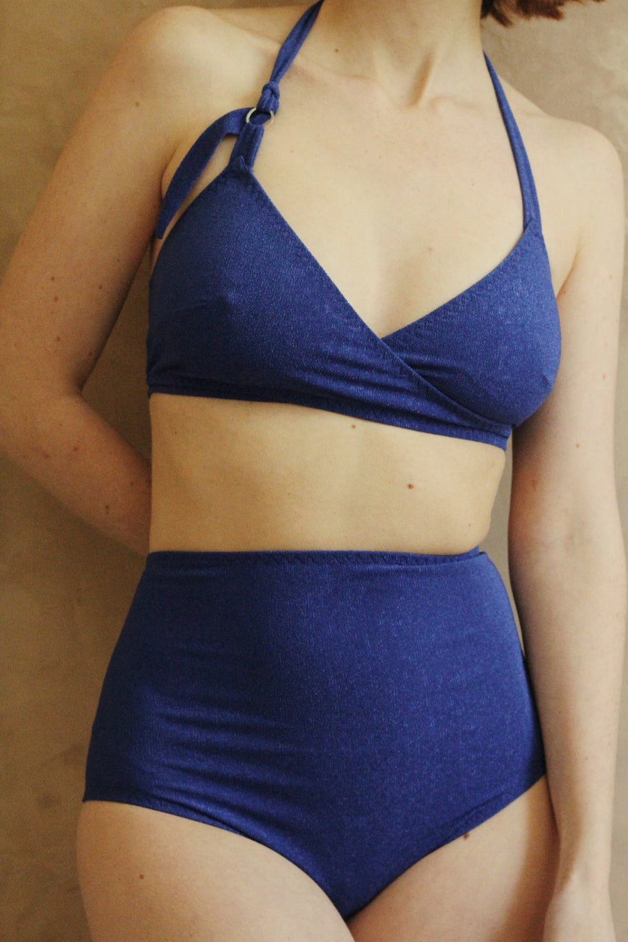 Je m'en fou Cobalt Blue bikini top (only size M left)